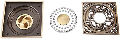 Tomotato Square Drain Strainer Antique Brass 10cm Drain Cover