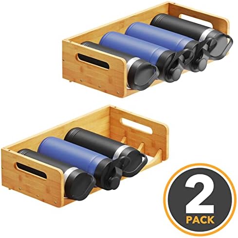 SpaceAid Bamboo Water Bottle Organizer 2 Pack 4-Slot 1