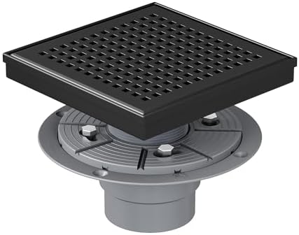 Neodrain 6 Inch Square Shower Drain with Matte Black Grate