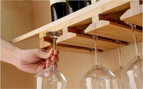 Kework Bamboo Wine Glass Holder Organizer