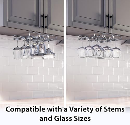 DecoBros Under Cabinet Stemware Rack Holder Chrome