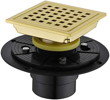 4 Inch Brushed Gold Shower Drain with Adjustable Base Flange