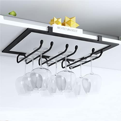 Suuim Metal Hanging Wine Glass Holder Black 40x23cm