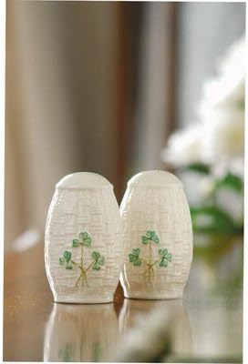 Belleek Shamrock Salt and Pepper Set Set of 2