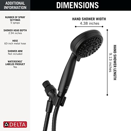 Delta 5-Spray Handheld Shower Head Matte Black