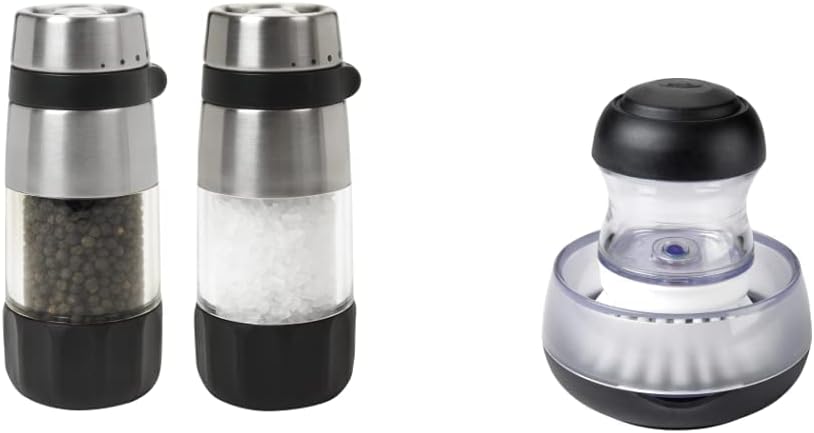 OXO Salt Pepper Grinders with Soap Dispensing Brush Storage