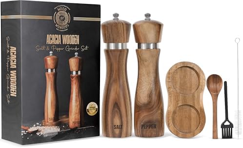 Acacia Wood Salt Pepper Grinder Set