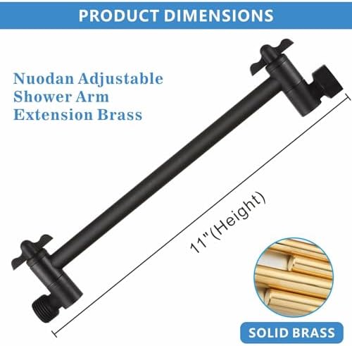 Nuodan 11 Inch Solid Brass Shower Arm Extension