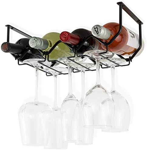 Wallniture Piccola Under Cabinet Wine Rack Glasses Holder