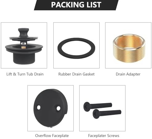 Uni-Green Matte Black Tub Drain Kit with Hair Catcher 1
