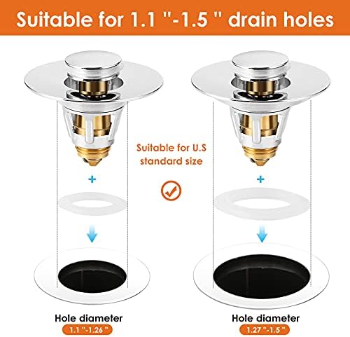 Drifop Universal Sink Stopper with Hair Catcher 11-15 Inch Drain Silver