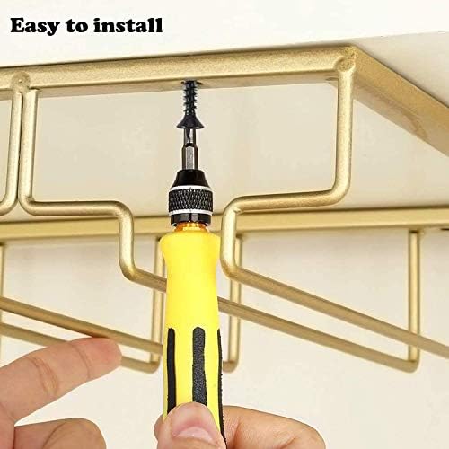 MATILODI Wine Glass Rack with 3 Rows Gold