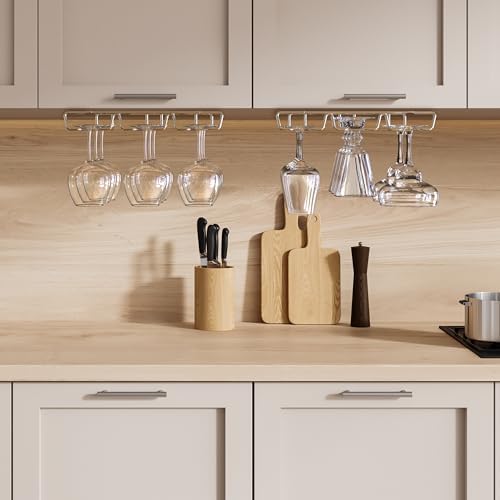 DecoBros Under Cabinet Stemware Rack Holder Chrome