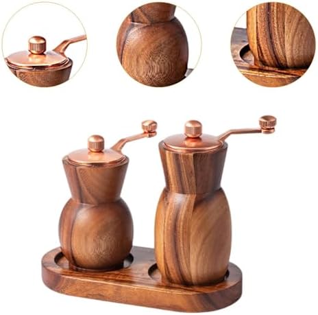 Bothyi Wood Salt Mill Set with Adjustable Coarseness and Tray