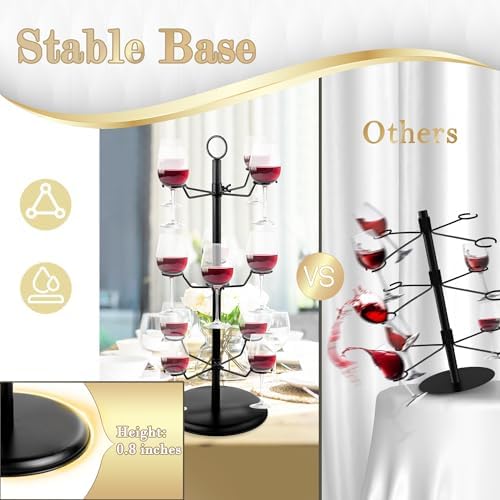AQAREA Champagne Tower Stemware Racks 3 Tier 12 Holders