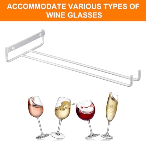Uxcell 2Pcs Iron Wine Glass Rack - Wall Mountable Silver