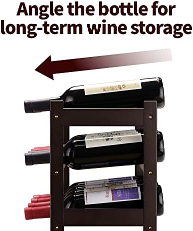 VASMIA Bamboo Wine Rack 3-Tier 12 Bottles Storage Cabinet Shelf