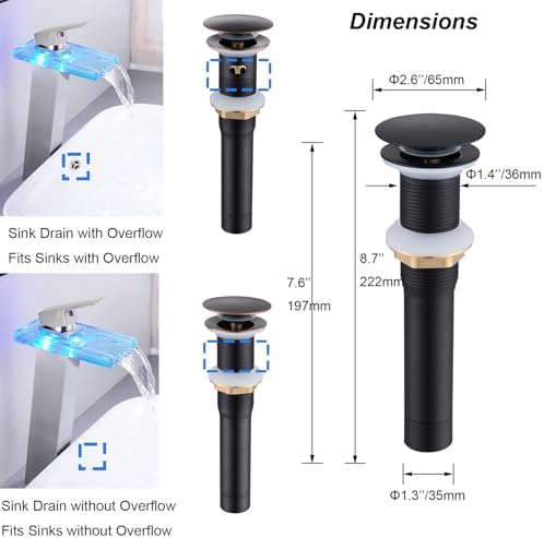 Oil Rubbed Bronze Sink Drain with Overflow and Detachable Strainer