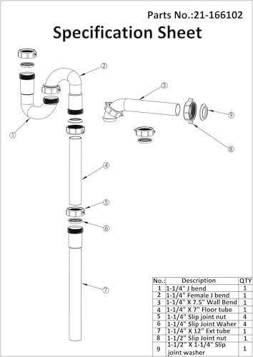 Variimage 1-14 Universal Sink Drain Repair Kit 1