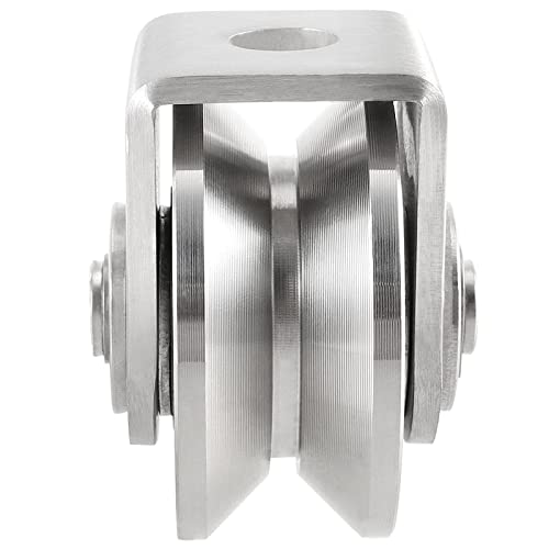 PINGEUI 2 Pack 3 Inch Stainless Steel V Groove Caster with Bracket
