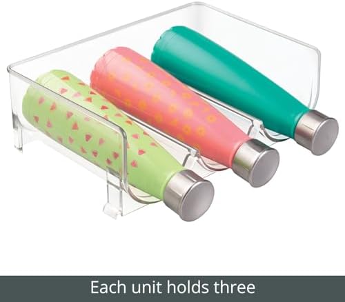 mDesign Plastic Free-Standing Stackable 3 Bottle Holder - Clear 4 Pack 1