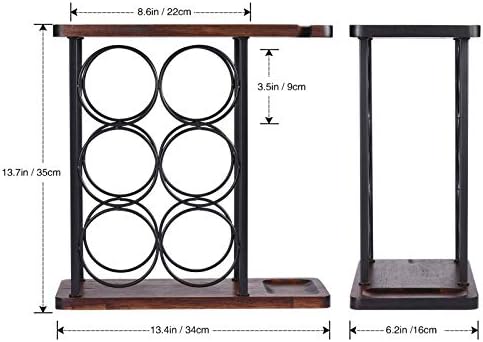 ALLCENER 6-Bottle Wine Rack with 2 Glass Holder