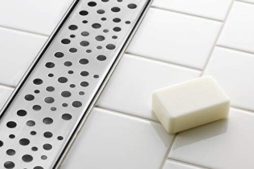 DreamDrains 32 in Linear Shower Drain Kit with Brushed Finish