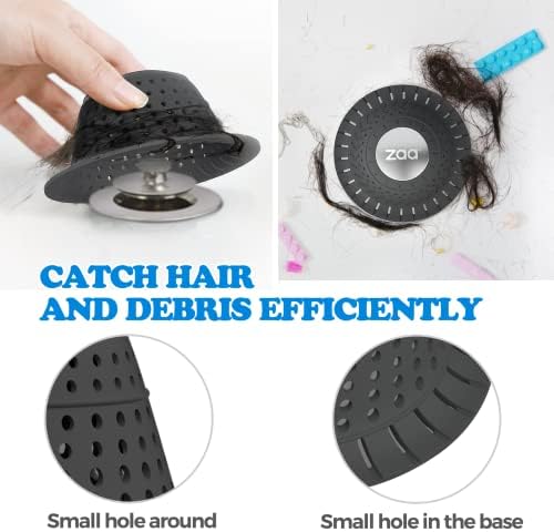 Zaa Bathtub Drain Hair Catcher 2 Pack Black