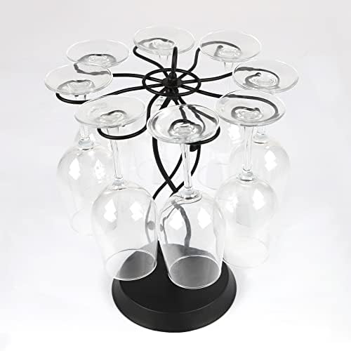 HomeRoots 8-Wine Glass Holder Stainless Steel Freestanding Rack for Wine Glasses