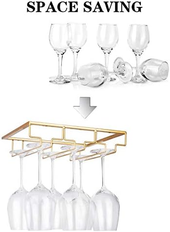 Wine Glass Rack - Space Saving Metal Organizer for Bar Kitchen Cabinet