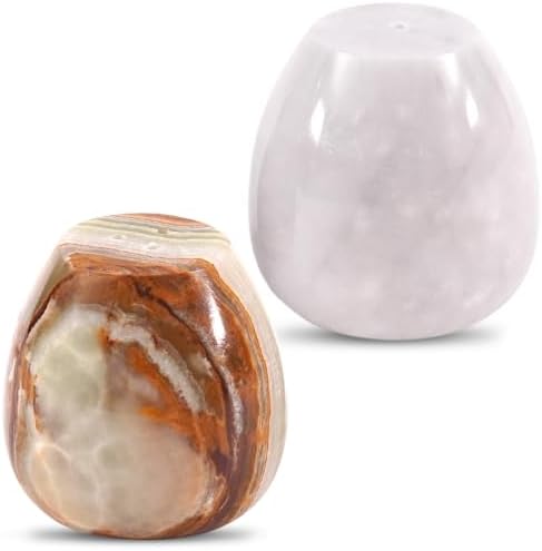 EARTHEN CRAFTS Marble Salt and Pepper Egg Shape Set of 2
