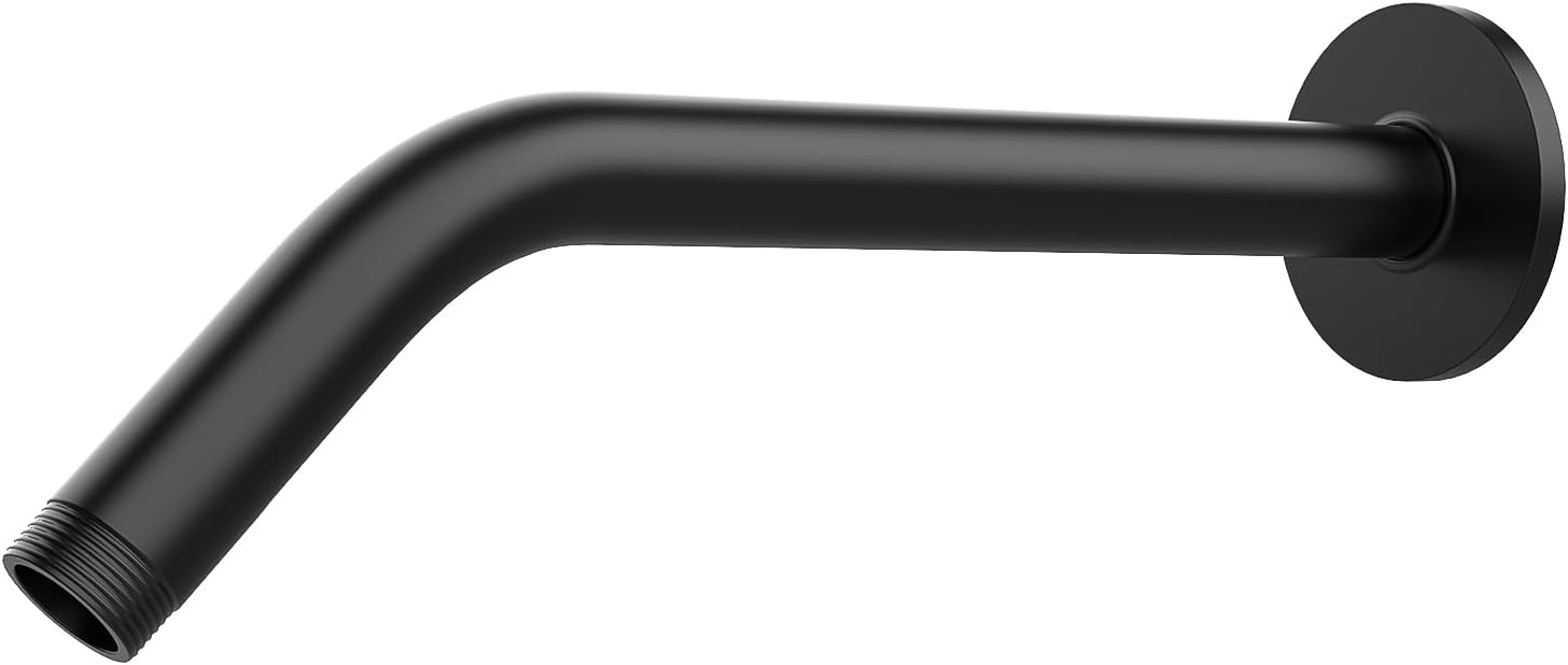 Rulnfichy 10 Inch Matte Black Shower Pipe Arm with Flange