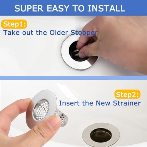 Anteecana 4 PCS Stainless Steel Drain Strainer for Bathroom Sink