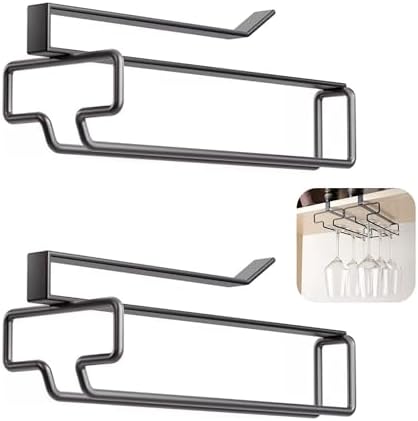 Under Cabinet Stemware Rack 2 Pack Heavy Duty Clamp On Wine Glass Hangers