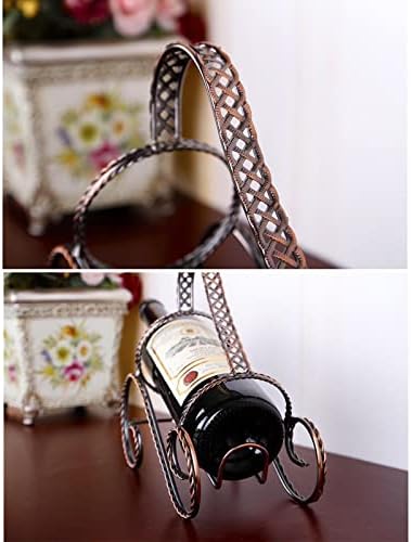 JUSHZ Iron Wine Rack with Art Plating Elegant Home Decor
