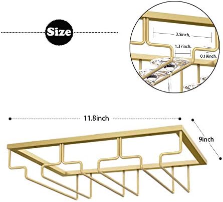MATILODI Wine Glass Rack with 3 Rows Gold