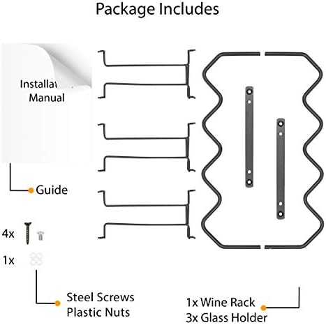 Wallniture Piccola Under Cabinet Wine Rack Glasses Holder