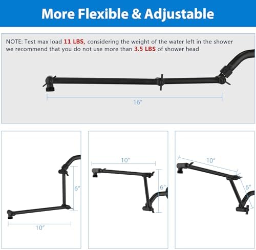 PDPBath Brass 16 Inch Shower Arm Extension - Matte Black