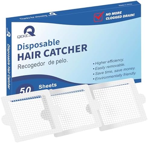 Qeke Disposable Hair Catcher Shower Drain Stickers 50 Pack 41 Inch Square