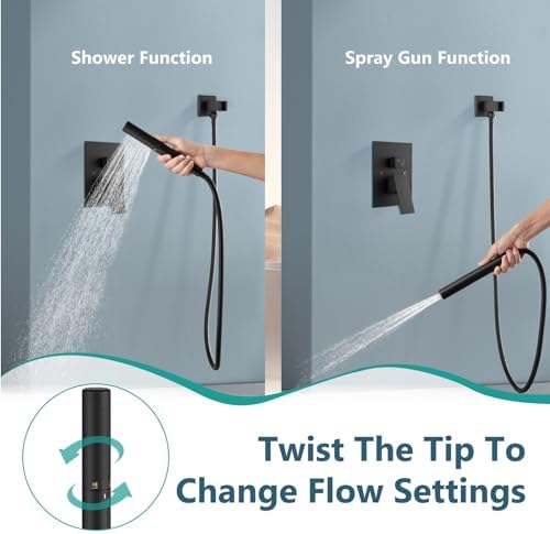 Aolemi Ceiling Mount Shower System with Rainfall Head and Handheld