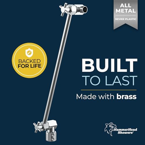 HammerHead Showers Adjustable Chrome Shower Arm - 16 Inch All Metal