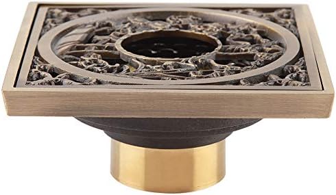 Tomotato Square Drain Strainer Antique Brass 10cm Drain Cover