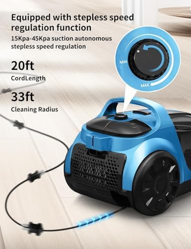 Sweepcent Canister Vacuum Cleaner 1600W Heavy Duty