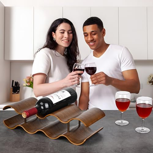 TRUDING 7 Bottle Tabletop Wine Rack with 2 Tiers