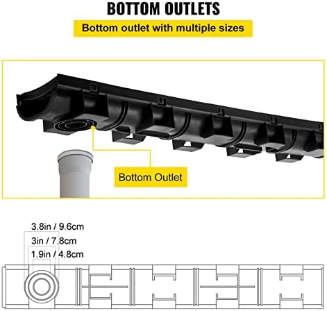 VEVOR HDPE Trench Drain System 57x31-Inch Black 5-Pack