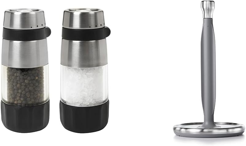 OXO Salt Pepper Grinder Set with Steady Paper Towel Holder
