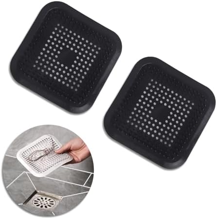 Flasidu Tub Drain Cover Hair Catcher 2 Black
