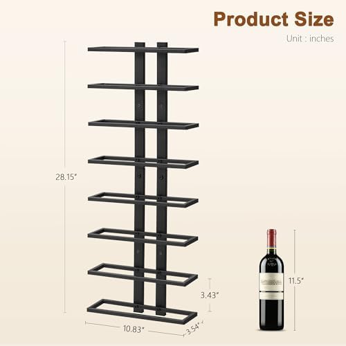 Hoctieon 3-Set 8 Tier Wall Wine Rack Display Storage Black