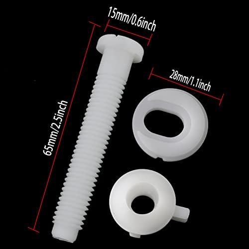 White Plastic Toilet Seat Screws 4Set with Nuts and Washers