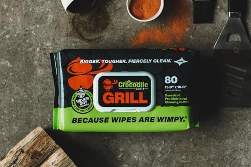 Crocodile Cloth Grill - 80 Pre-Moistened Plant-Based Wipes